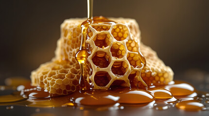 honey comb on black background