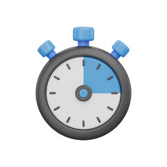3D Stopwatch With Blue Pushers And Segmented Blue Time Display analog button