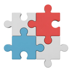 Obraz premium Four Interlocking Puzzle Pieces in Red White and Blue eqnqo 0040