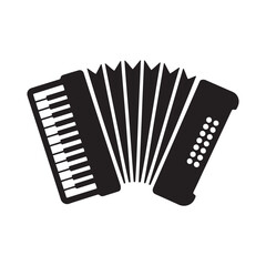 Classic Accordion Musical Instrument Silhouette Icon Vector Illustration for Folk Music and Entertainment Concepts