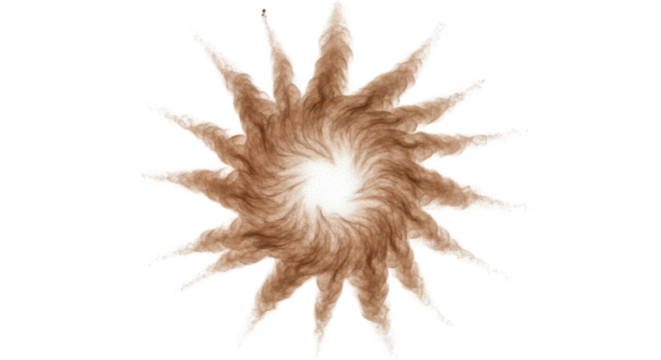 Brown star shape of powder explosion isolated PNG with Transparent Background