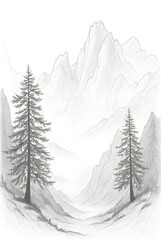 Fototapeta premium Pencil Sketch Landscape Background