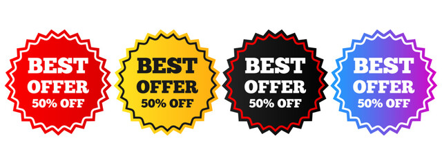 Vector labels for discounts and sales. Labels, stickers with text, and sale tags. Promo tag concept. Element for your design.