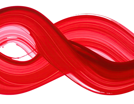 Flowing, abstract, red brushstrokes forming an infinity-like shape on black