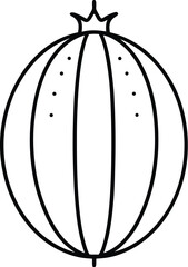 Simple Line Art Illustration of a Pomegranate Fruit with Crown