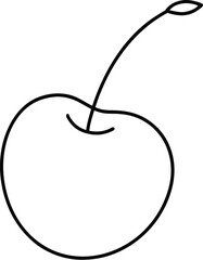 Simple Line Art of a Single Cherry with Stem and Leaf