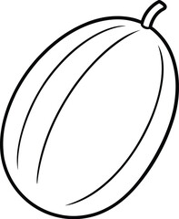 Simple Line Drawing of a Watermelon Slice with Stem and Stripes