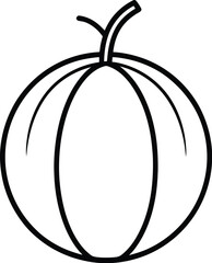 Simple Outline Drawing of a Pumpkin with a Stem and Leaf