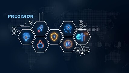 Futuristic digital data visualization representing precision and global connectivity worldwide, Internet infrastructure concept map Abstract technology background in blue color . - Powered by Adobe
