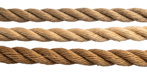 Three Rows of Thick Manila Rope on a Black Background Presenting Strength and Security