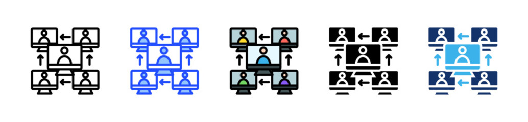 Remote Team Sync Icon Collection With Multiple Styles