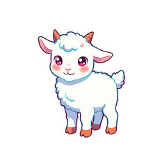 Adorable cartoon baby goat with big eyes and small horns.