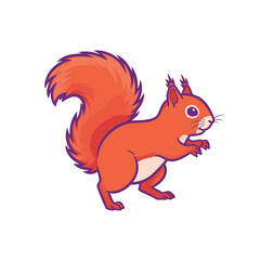 Fototapeta premium Adorable cartoon squirrel with fluffy tail standing on its hind legs ready to explore.