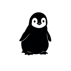 Adorable penguin illustration in black and white perfect for design projects and educational materials.