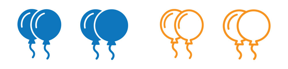 Party balloon icons. Birthday celebration event symbols. Simple flat vector icon.