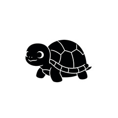 Cute Baby Turtle Silhouette Illustration.
