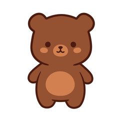 Cute cartoon brown bear illustration with blush cheeks.