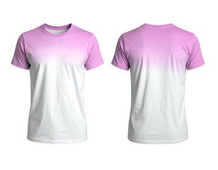 Front and back view of a pink and white ombre-styled short-sleeved tee