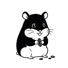 Cute hamster holding a sunflower seed adorable cartoon animal illustration.