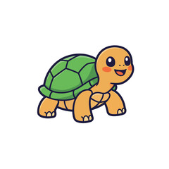 Cute smiling baby turtle cartoon character illustration.