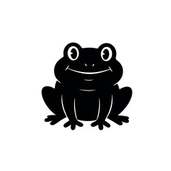 Cute Smiling Frog Silhouette Illustration.