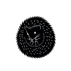 Stylized Hedgehog Illustration Curled Up in a Ball. © Dira