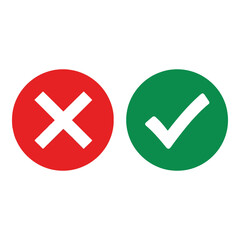 Obraz premium Vector art of red cross and green check mark