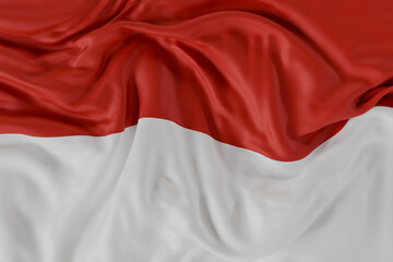 3d render the Indonesian national flag with realistic fabric folds, showing red and white colors symbolizing courage and purity, perfect for independence and patriotic themes.