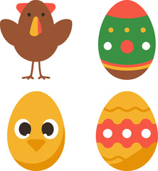 Fototapeta premium Festive Easter Egg Collection with Adorable Chick and Colorful Designs