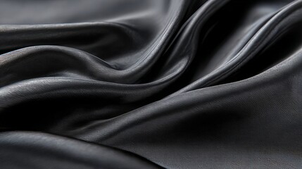 Obraz premium Dark Elegance Luxurious Black Fabric Draping with Silken Textures for Artistic Backgrounds