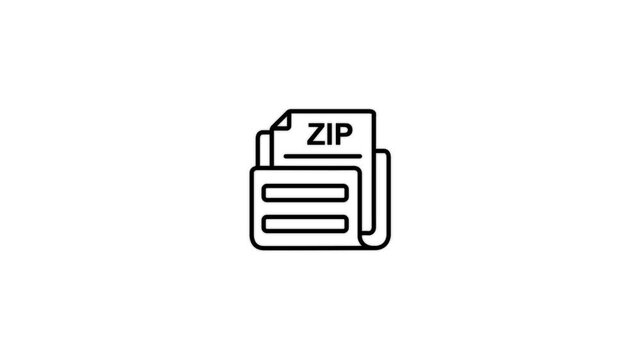 Minimalist Outline Icon for ZIP Archive File Format on a White Background symbol