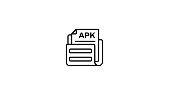Simple black and white icon of an APK file with the text APK on a white background android application