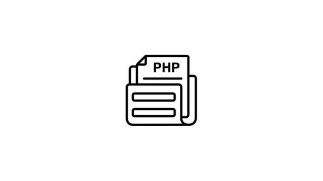 PHP file icon with lines representing code on white background document