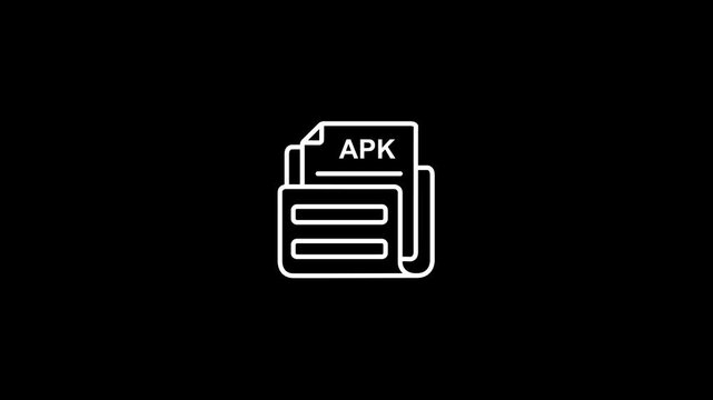 White APK File Icon on Black Background Indicating Android Application Package symbol