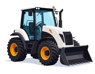 Modern white tractor with black accents