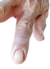 An Aged Hand Gesture Pointing Towards a Direction