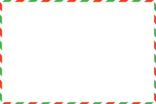 white paper texture. airmail postcard with red and green border. blank postcard template with place for stamp