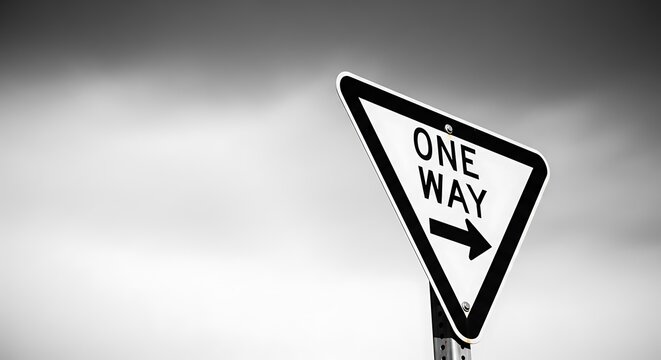 One Way Sign with Arrow - Powered by Adobe