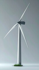 Modern wind turbine on a plain background