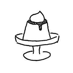 Custard Pudding – Monochrome Line Drawing Illustration