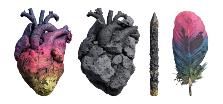 Abstract Heart Art Illustration with Colorful Design and Unique Textures