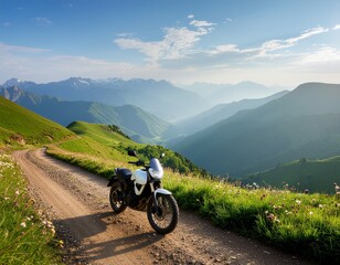 bike on the road in the mountains