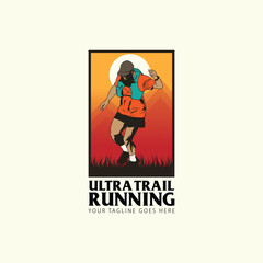 Ultra Trail running logo vector illustration on white background