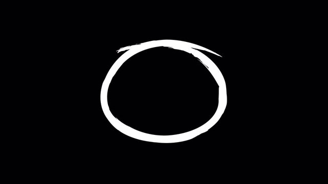 White Hand drawing circle highlight marker on transparent background. Circle highlight animation with alpha channel. 4k video motion graphic