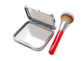 Compact mirror and makeup brush