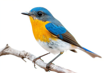 Fototapeta premium Bird (Hill Blue Flycatcher) isolated on a white background isolated on white background