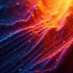 Intricate fabric weave, flash reveals subtle threads, close-up, handmade, silk