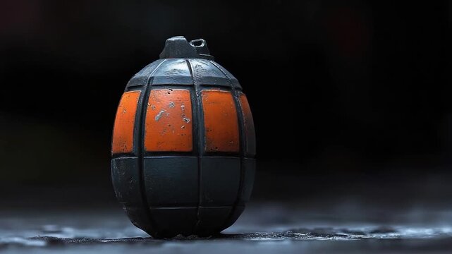 A realistic image of a bomb with an orange and black color scheme, suitable for use in military or explosive-themed contexts