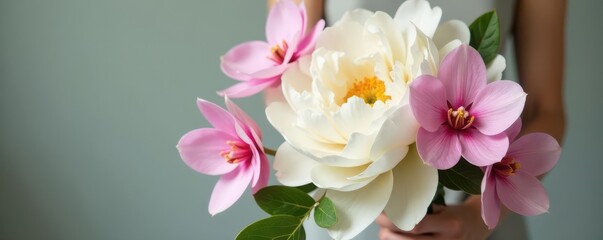 Luxurious ivory peonies & blush orchids wedding bouquet, wedding inspiration, elegant