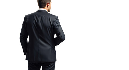 Man in suit standing against black background